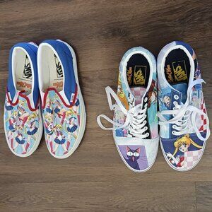 RARE LOT 2 VANS X SAILOR MOON CUSTOM SLIP ON OLD SCHOOL ANIME 90S 9.5 M 11 W GUC